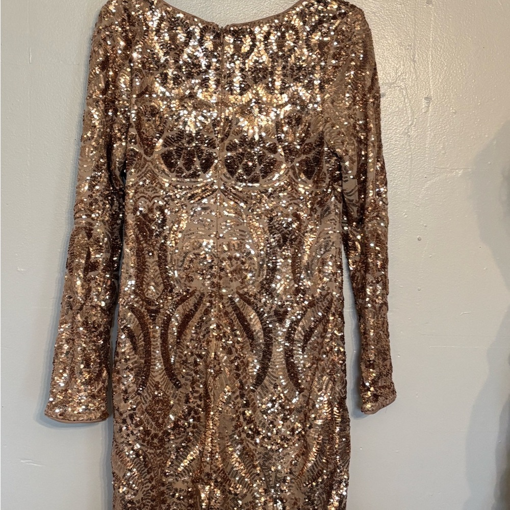 Marciano Rose Gold Sequin Midi Dress
